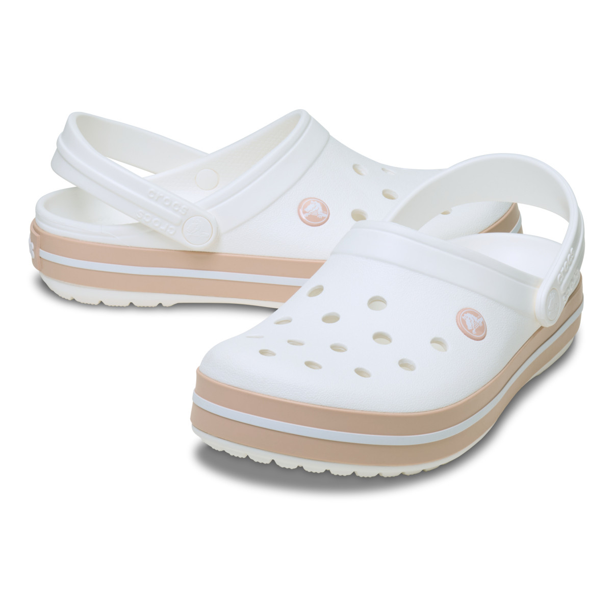 Saboti Crocs Crocband Alb - White/Pink Caramel - poza 4
