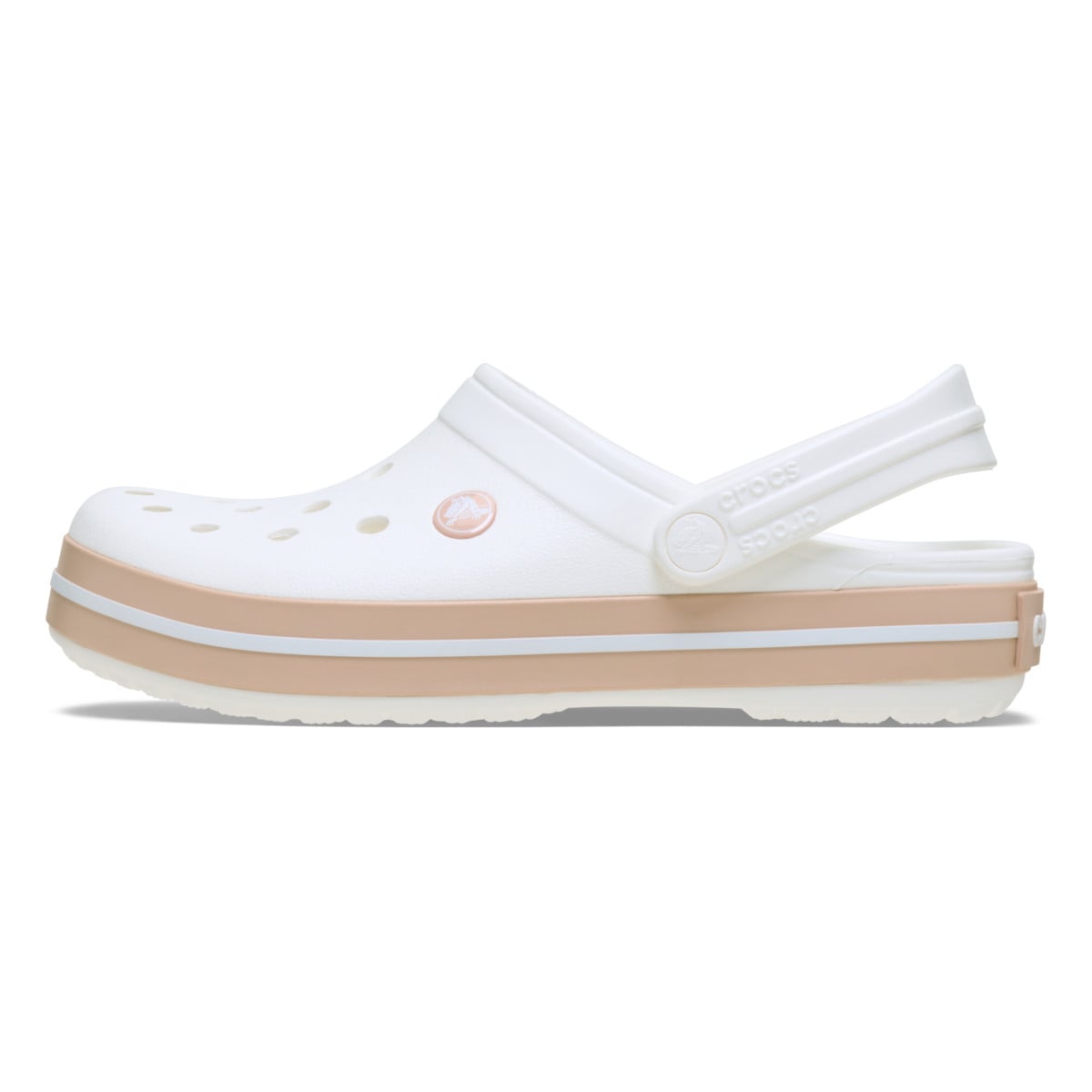 Saboti Crocs Crocband Alb - White/Pink Caramel - poza 3
