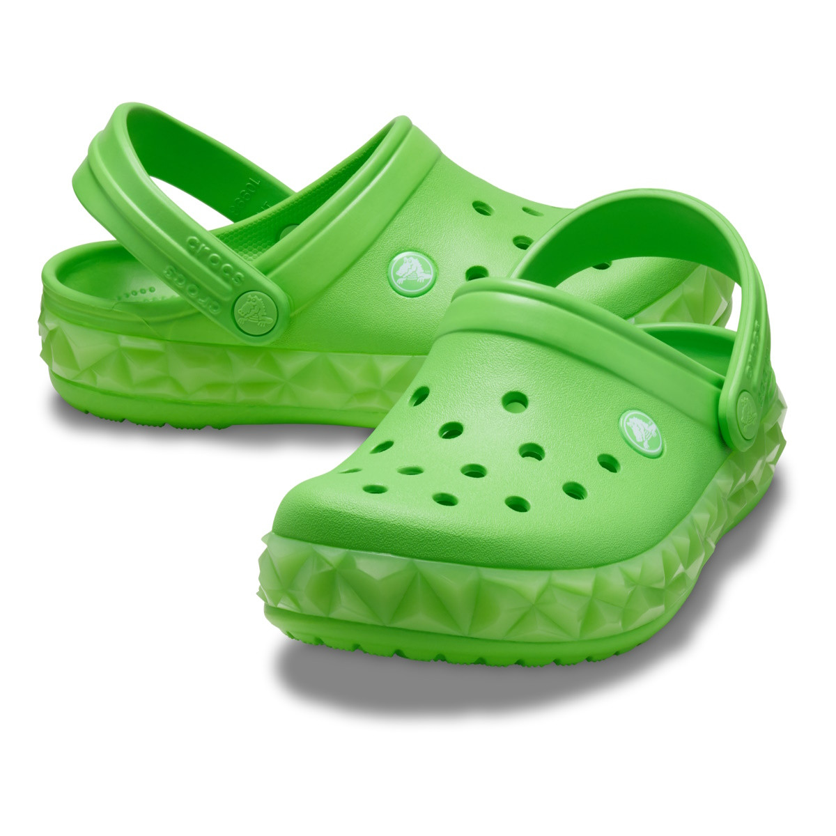Saboti Crocs Crocband Geometric Glow In the Dark Band Clog Kids Verde - Green Slime - poza 4