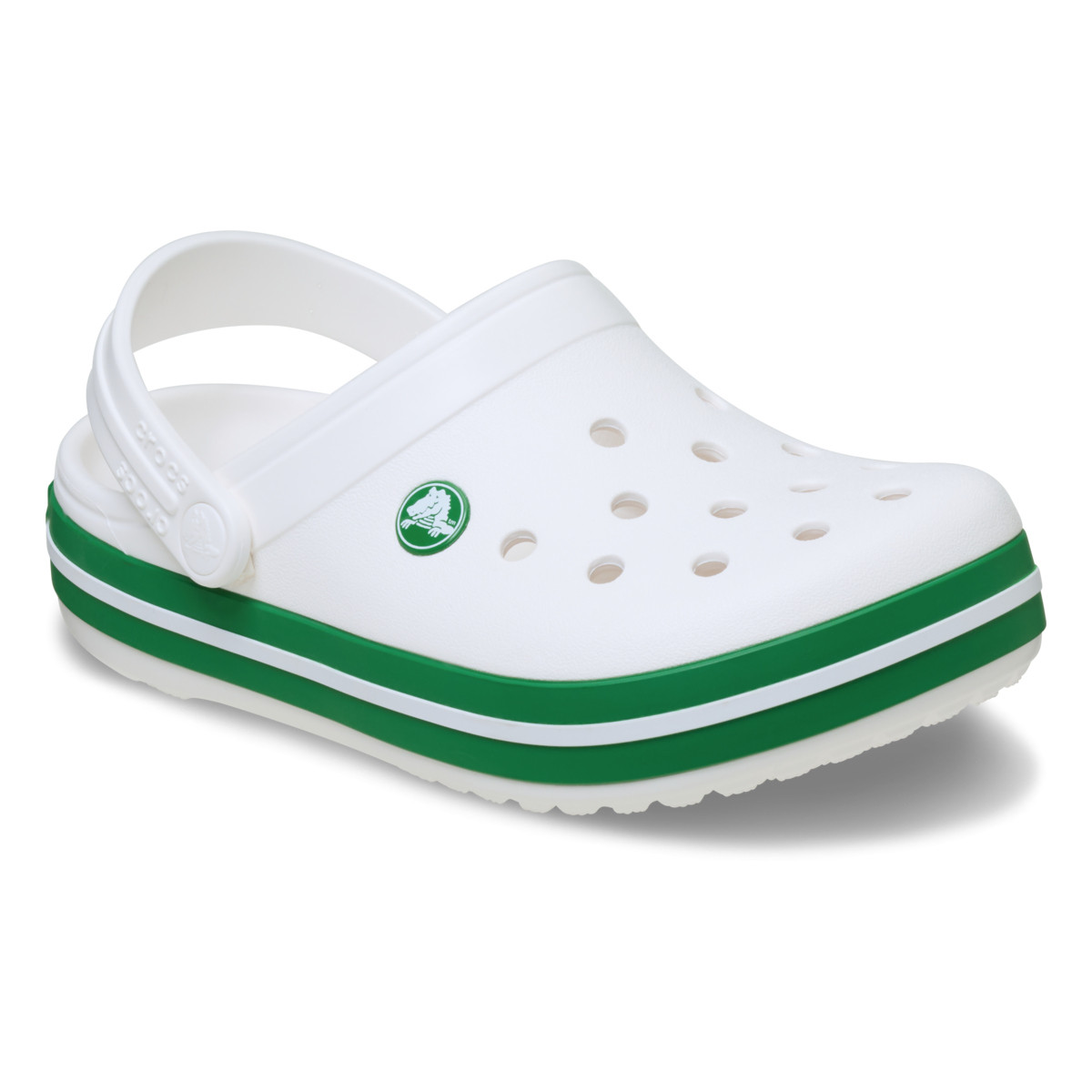 Saboți Crocs Crocband Kid's New Clog Alb - White/Green Ivy - poza 2