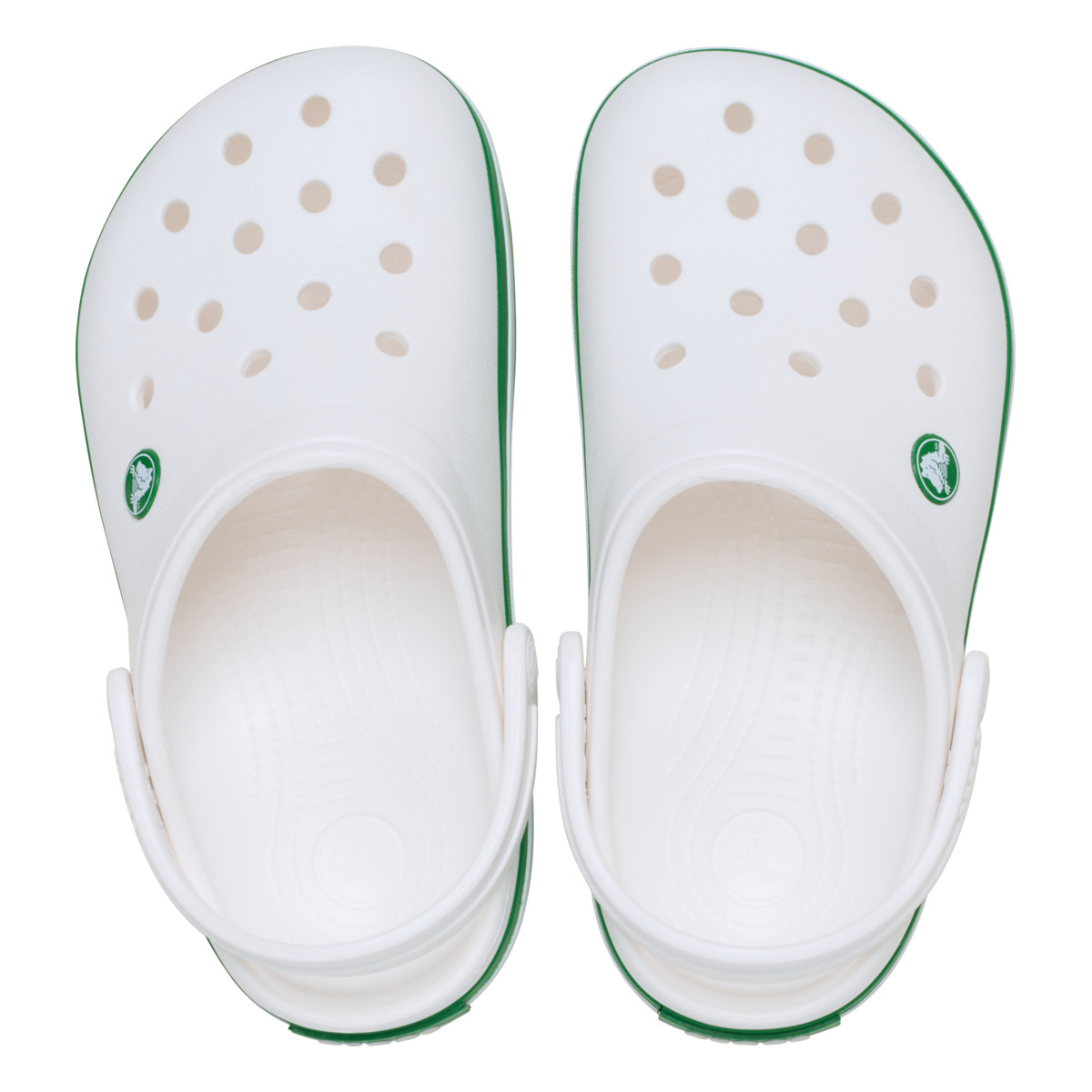 Saboți Crocs Crocband Kid's New Clog Alb - White/Green Ivy - poza 5