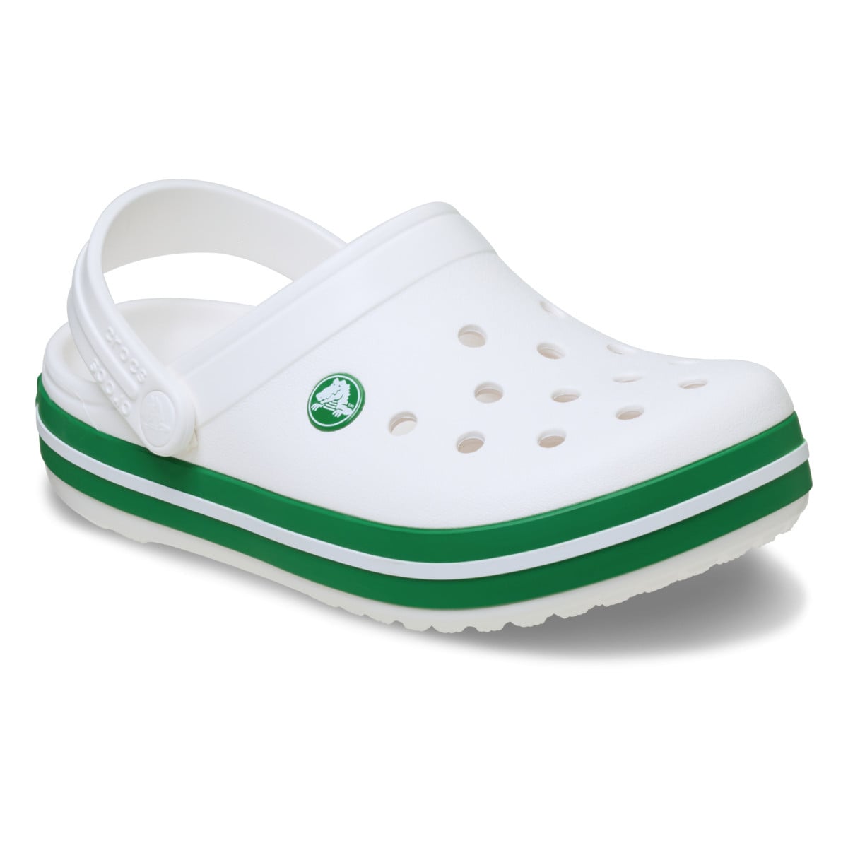Saboți Crocs Crocband Kid's New Clog Alb - White/Green Ivy - poza 2