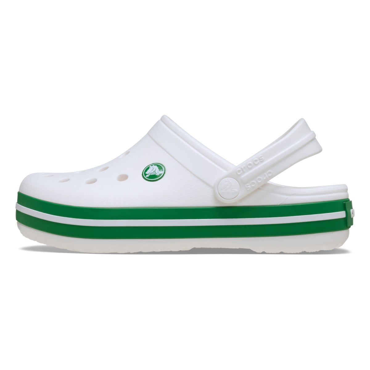 Saboți Crocs Crocband Kid's New Clog Alb - White/Green Ivy - poza 3