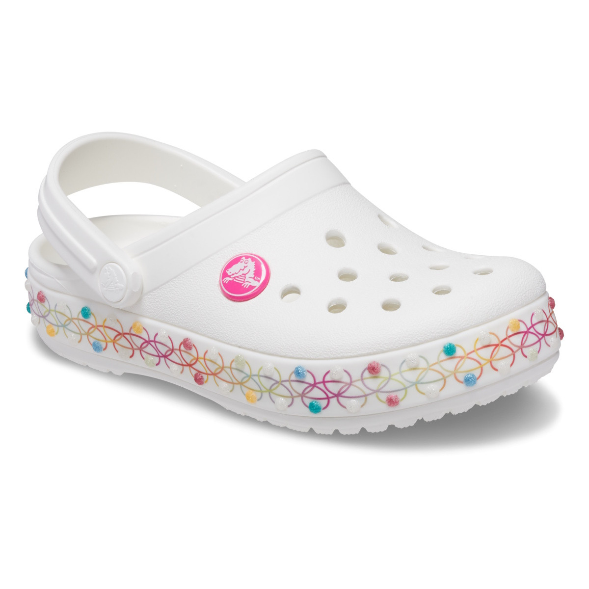 Saboți Crocs Crocband Stretch Necklace Clog Kids Alb - White/Multi - poza 2