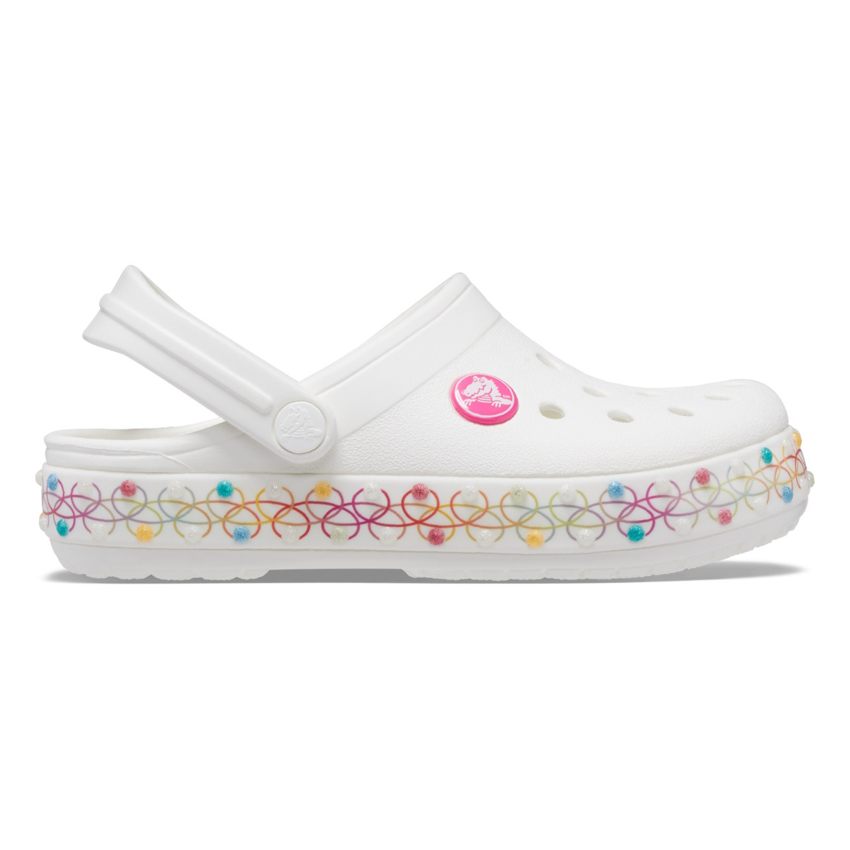 Saboți Crocs Crocband Stretch Necklace Clog Kids Alb - White/Multi - poza 1