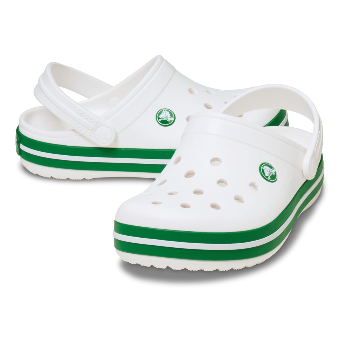 Saboți Crocs Crocband Toddlers New Clog Alb - White/Green Ivy - poza 4