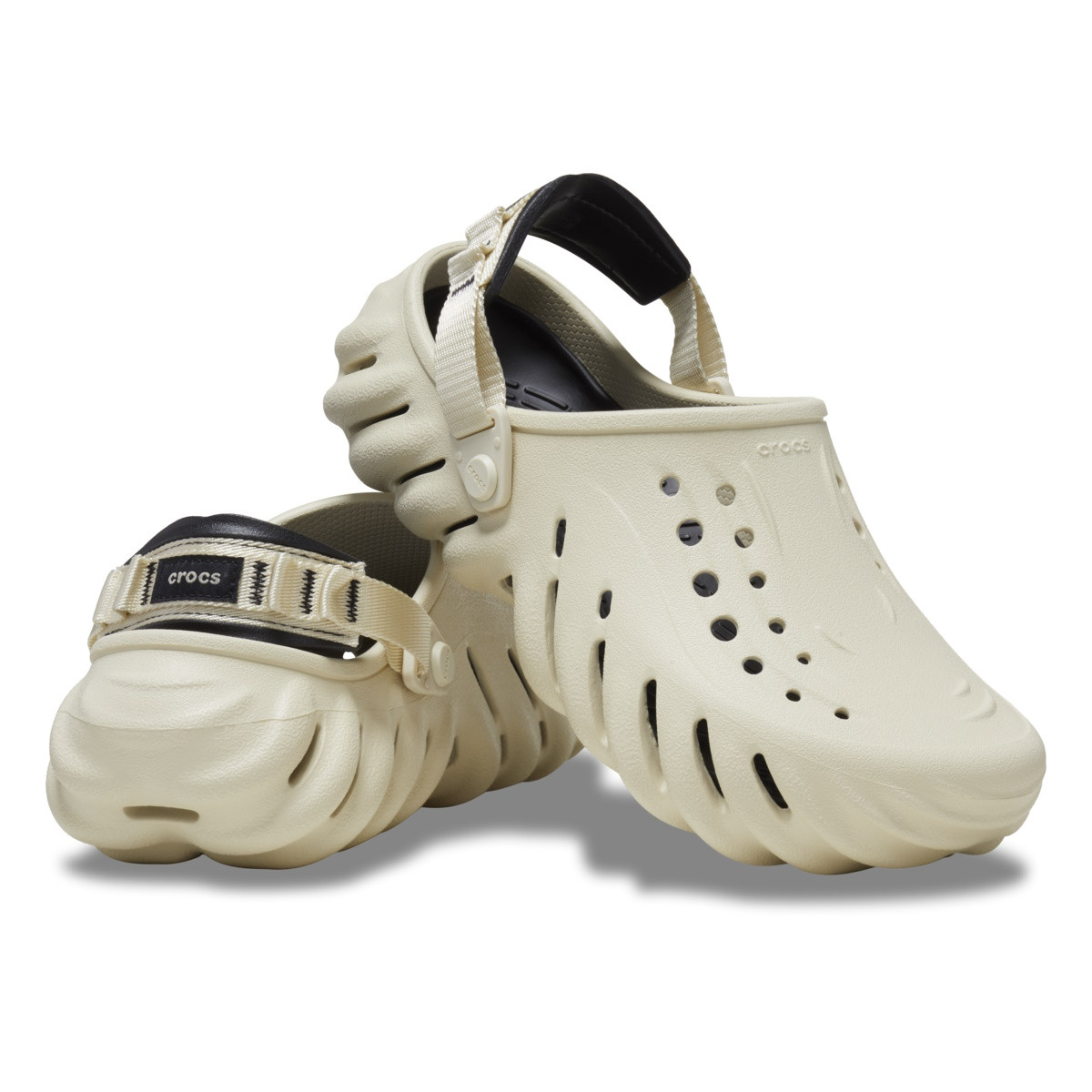 Saboti Crocs Echo Clog Bej - Bone/Black - poza 4