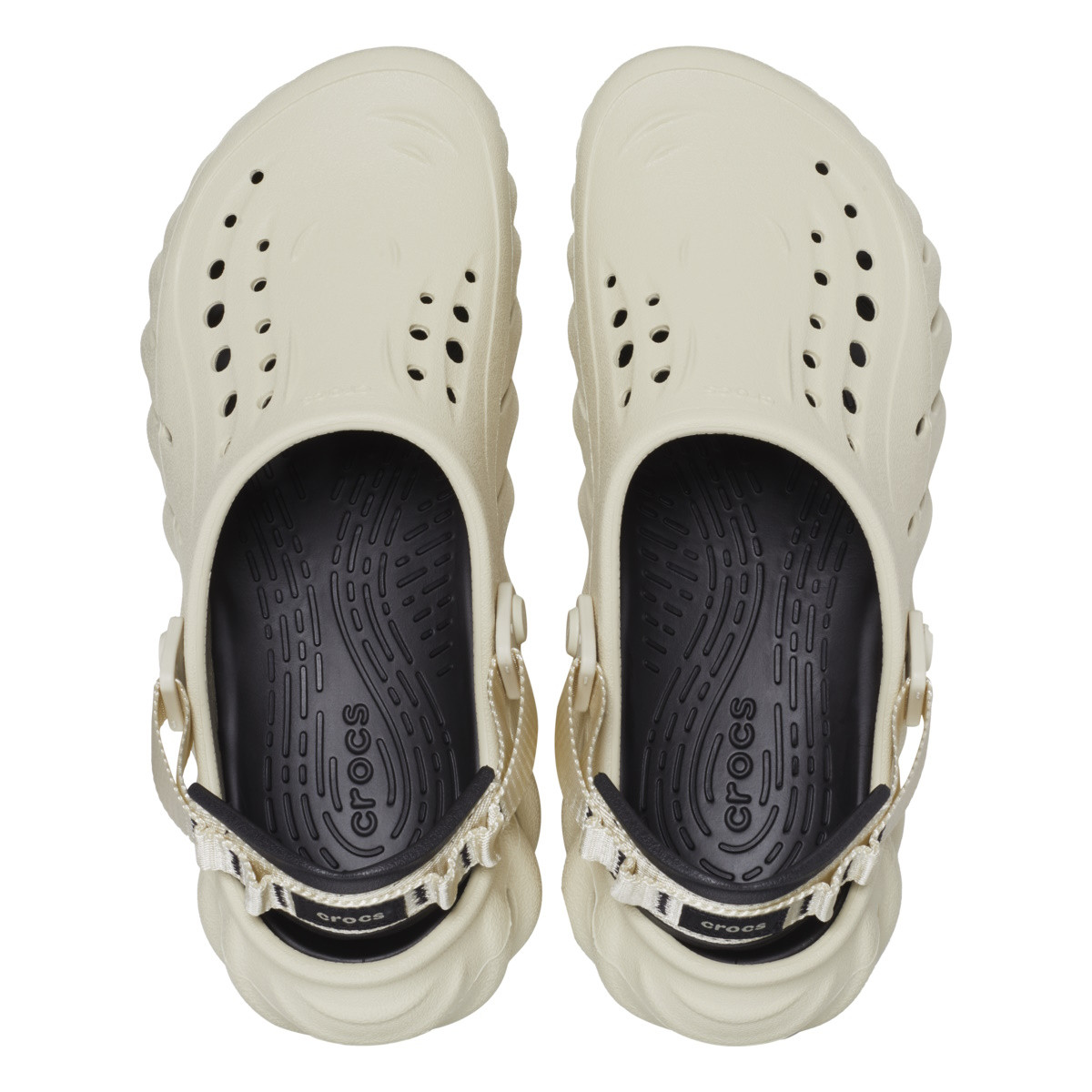 Saboti Crocs Echo Clog Bej - Bone/Black - poza 5