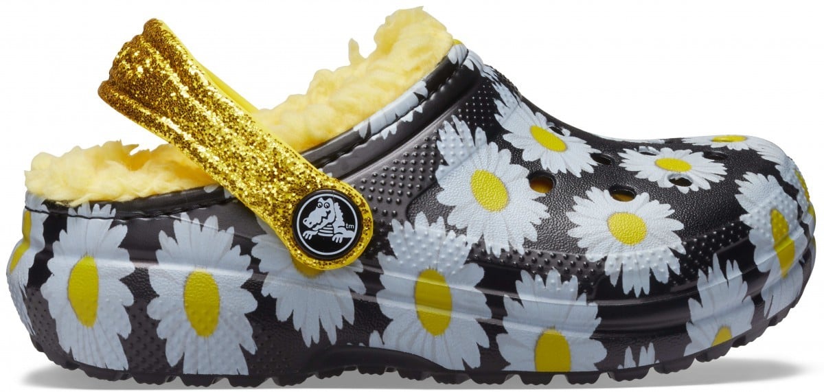 Saboți Crocs Kids' Classic Lined Vacay Vibes Clog Negru - Black Daisy - poza 1