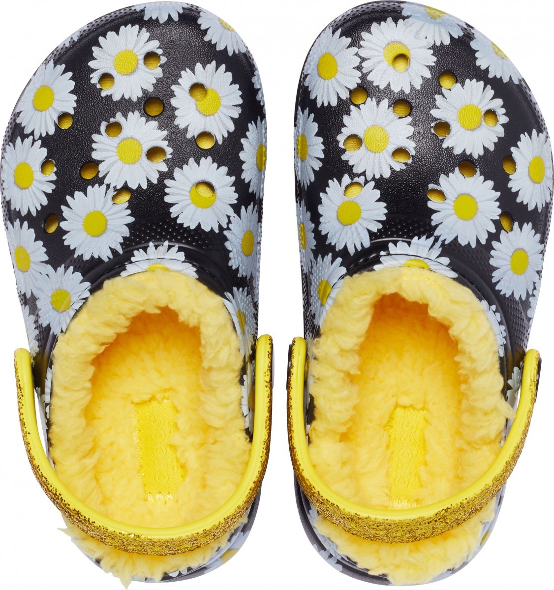 Saboți Crocs Kids' Classic Lined Vacay Vibes Clog Negru - Black Daisy - poza 3