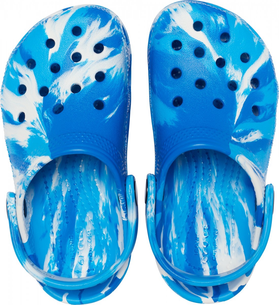 Saboți Crocs Kids' Classic Marbled Clog Albastru - Bright Cobalt/White - poza 3