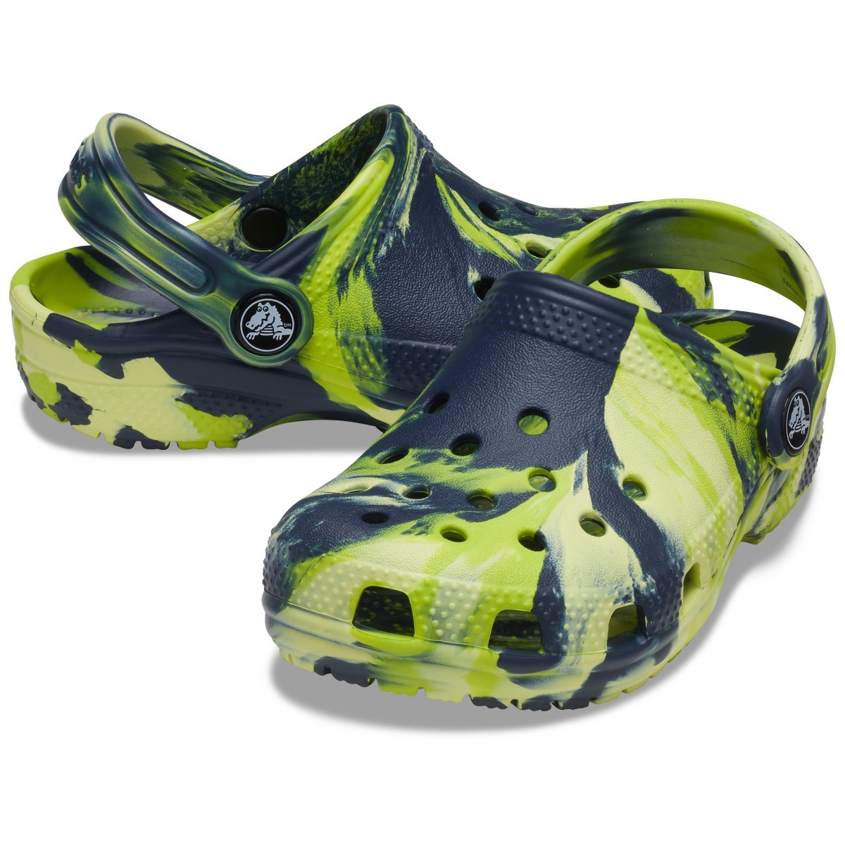 Saboți Crocs Kids' Classic Marbled Clog Albastru - Navy/Multi - poza 4