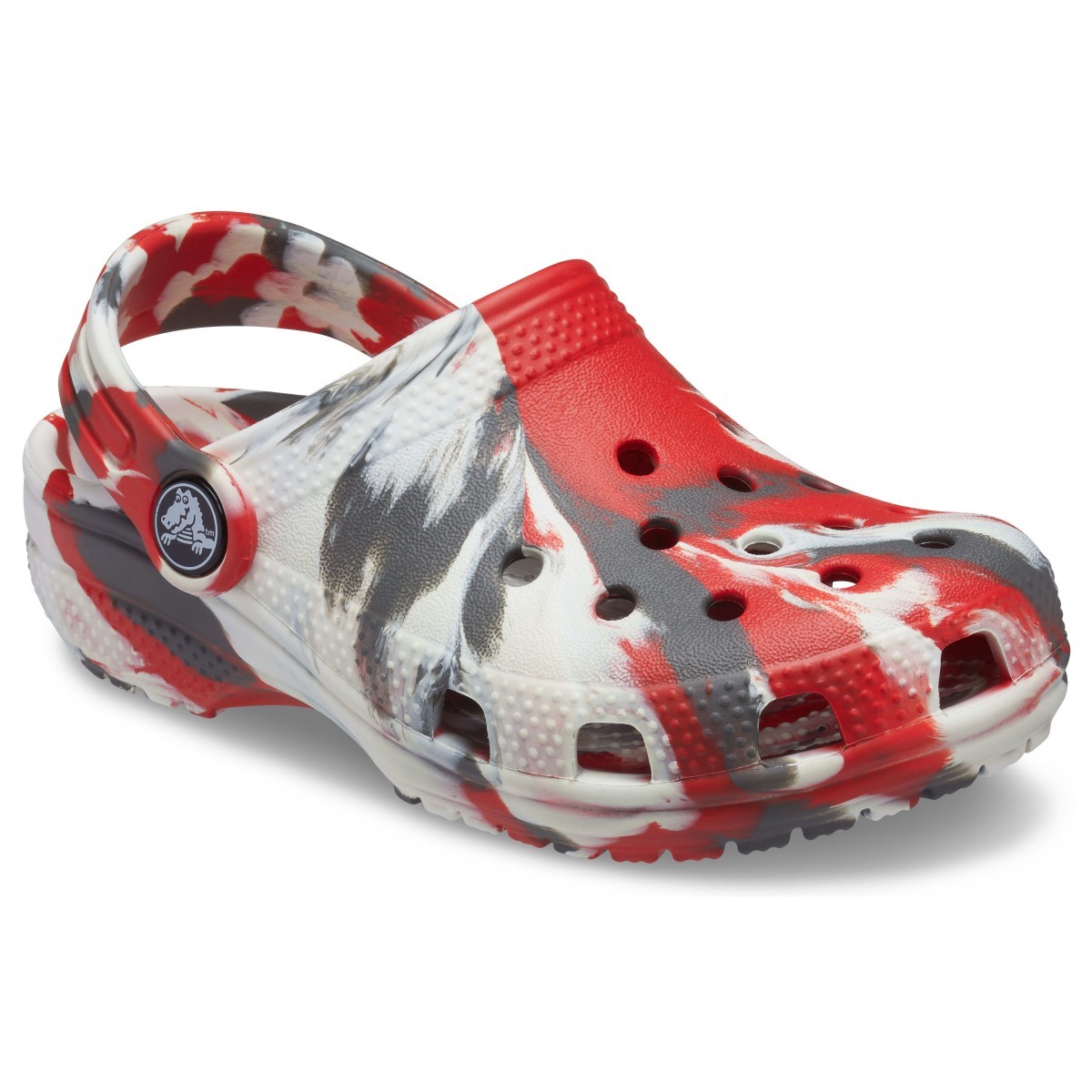 Saboți Crocs Kids' Classic Marbled Clog Roșu - Flame/White - poza 2