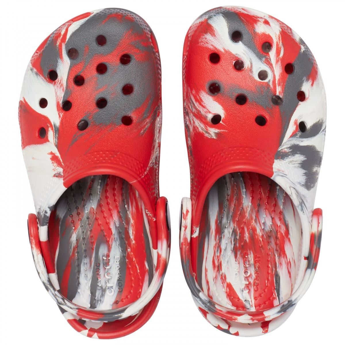 Saboți Crocs Kids' Classic Marbled Clog Roșu - Flame/White - poza 4