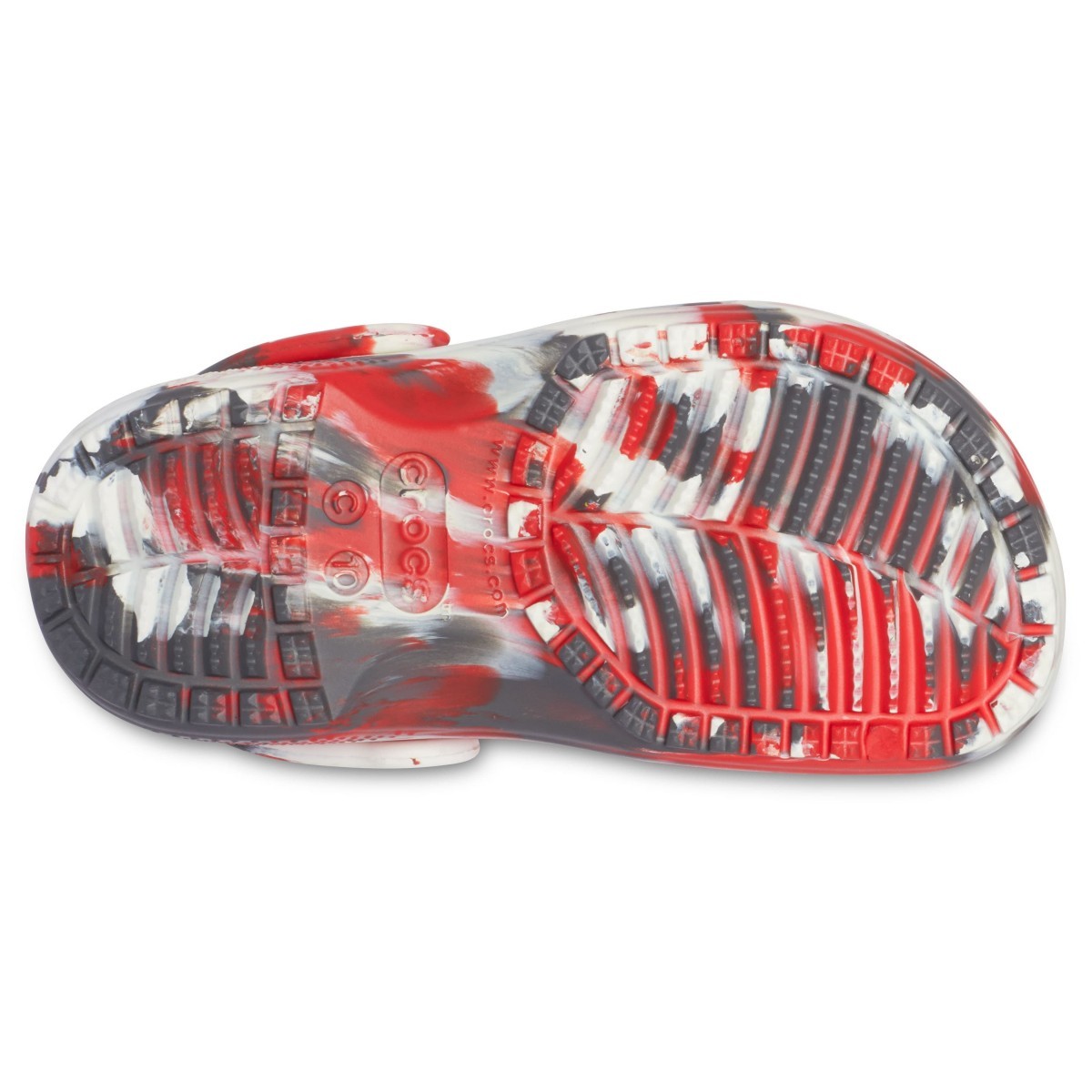 Saboți Crocs Kids' Classic Marbled Clog Roșu - Flame/White - poza 3