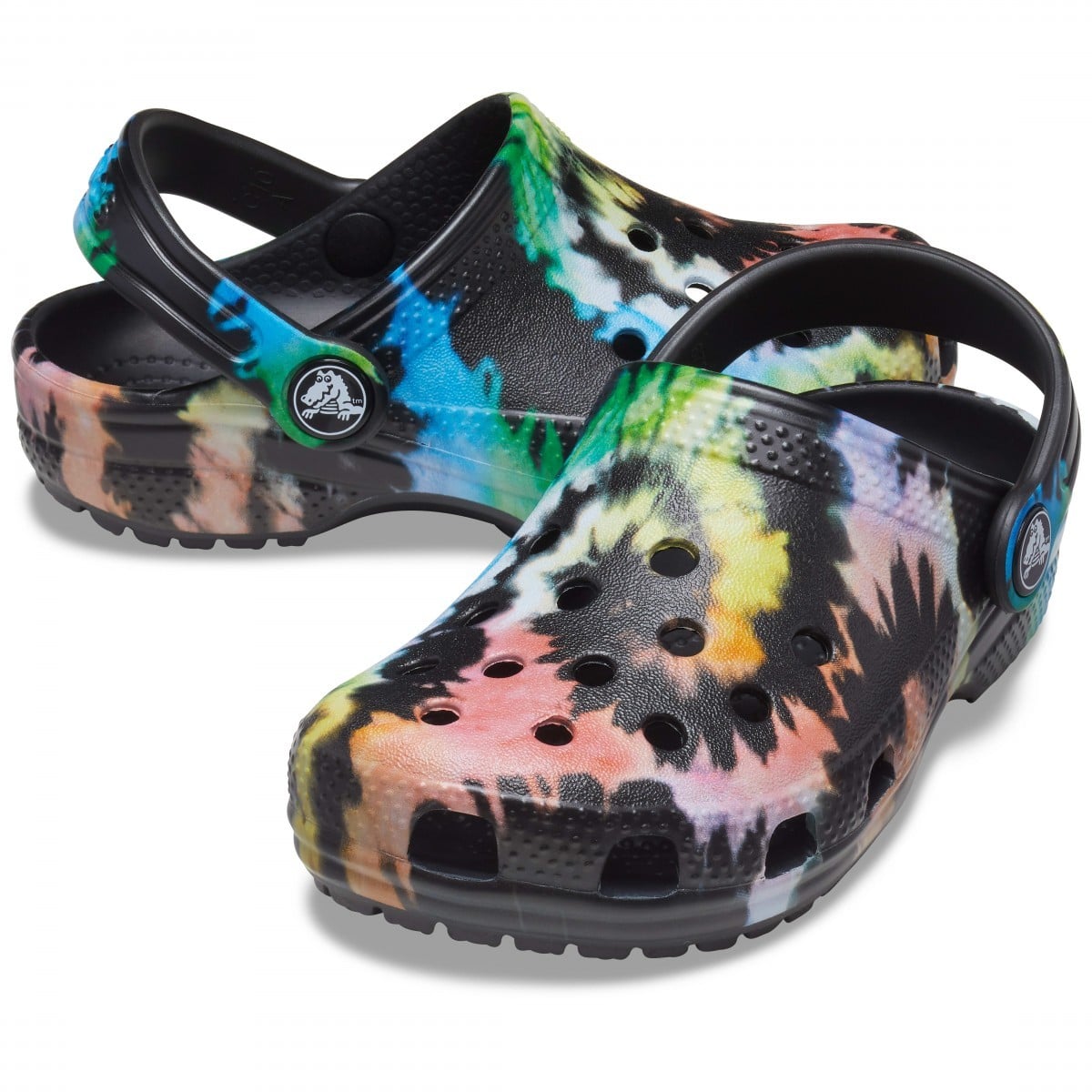 Saboți Crocs Kids' Classic Tie-Dye Graphic Clog Negru - Black/Black - poza 4