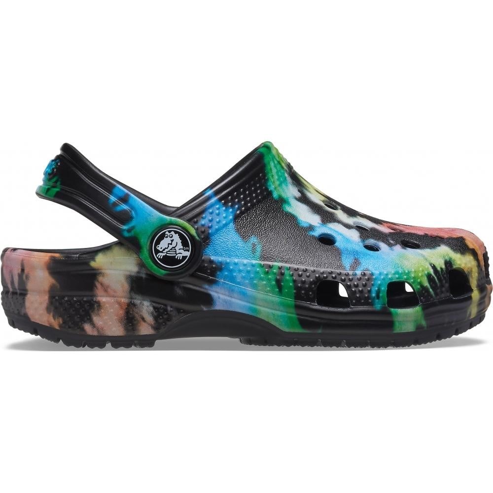 Saboți Crocs Kids' Classic Tie-Dye Graphic Clog Negru - Black/Black - poza 1