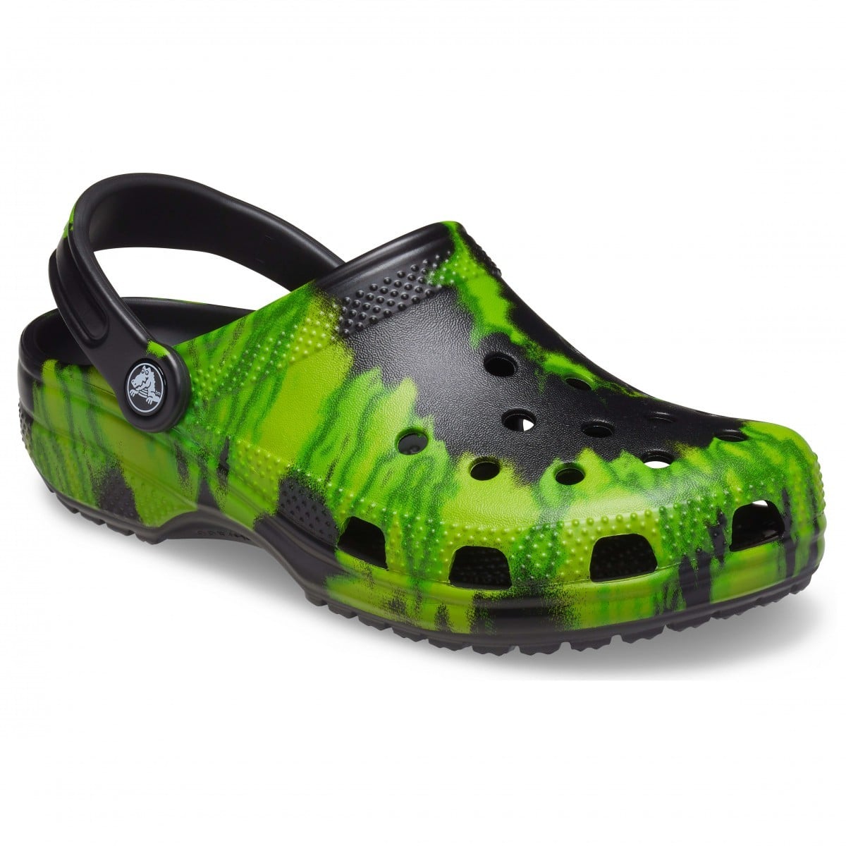 Saboți Crocs Kids' Classic Tie-Dye Graphic Clog Negru - Black/Lime Punch - poza 2