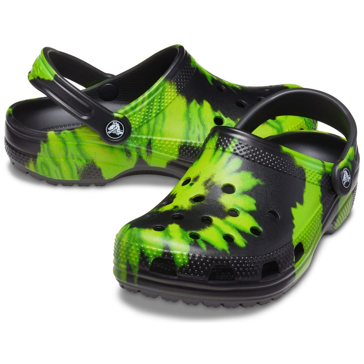Saboți Crocs Kids' Classic Tie-Dye Graphic Clog Negru - Black/Lime Punch - poza 5
