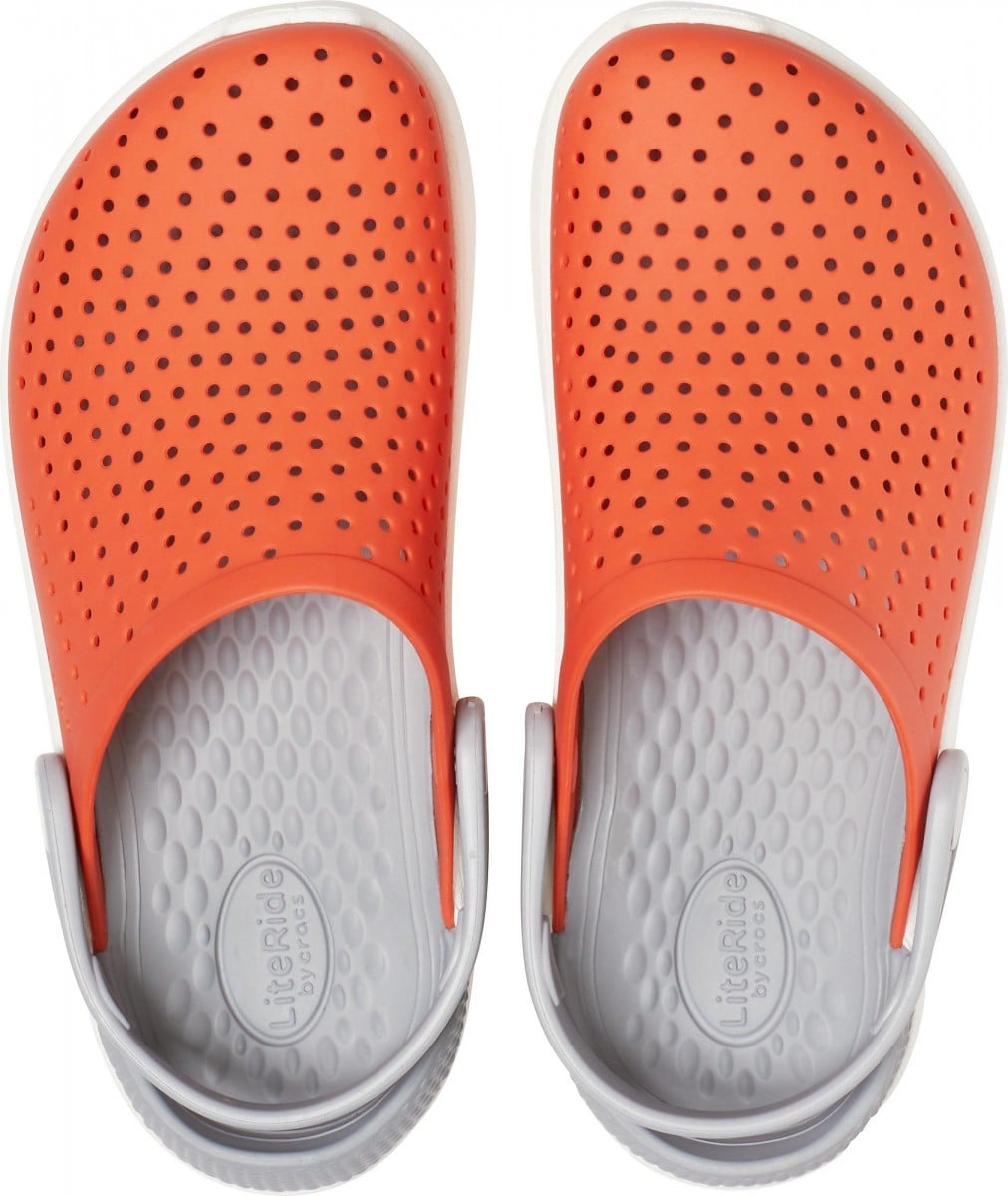 Saboti Crocs Kids' LiteRide Clog Portocaliu - Tangerine/White - poza 3