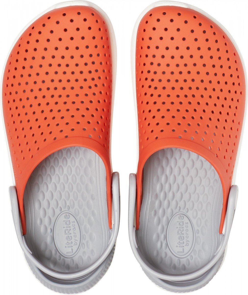 Saboti Crocs Kids' LiteRide Clog Portocaliu - Tangerine/White - poza 3