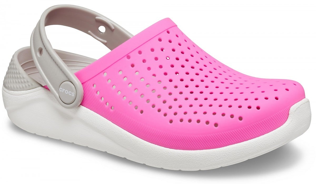 Saboti Crocs Kids' LiteRide Clog Roz - Electric Pink/White - poza 2