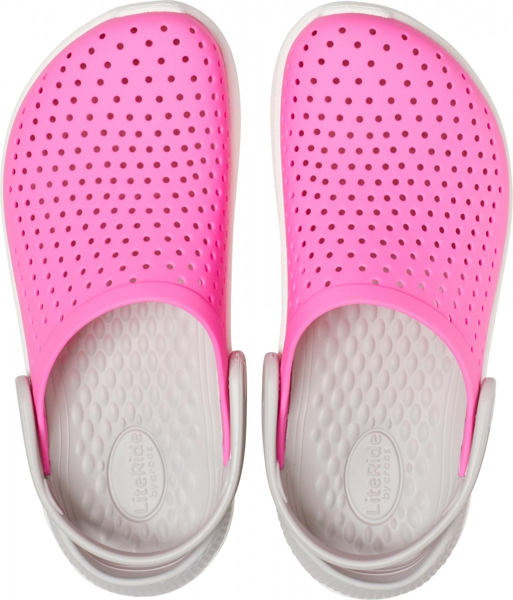 Saboti Crocs Kids' LiteRide Clog Roz - Electric Pink/White - poza 3
