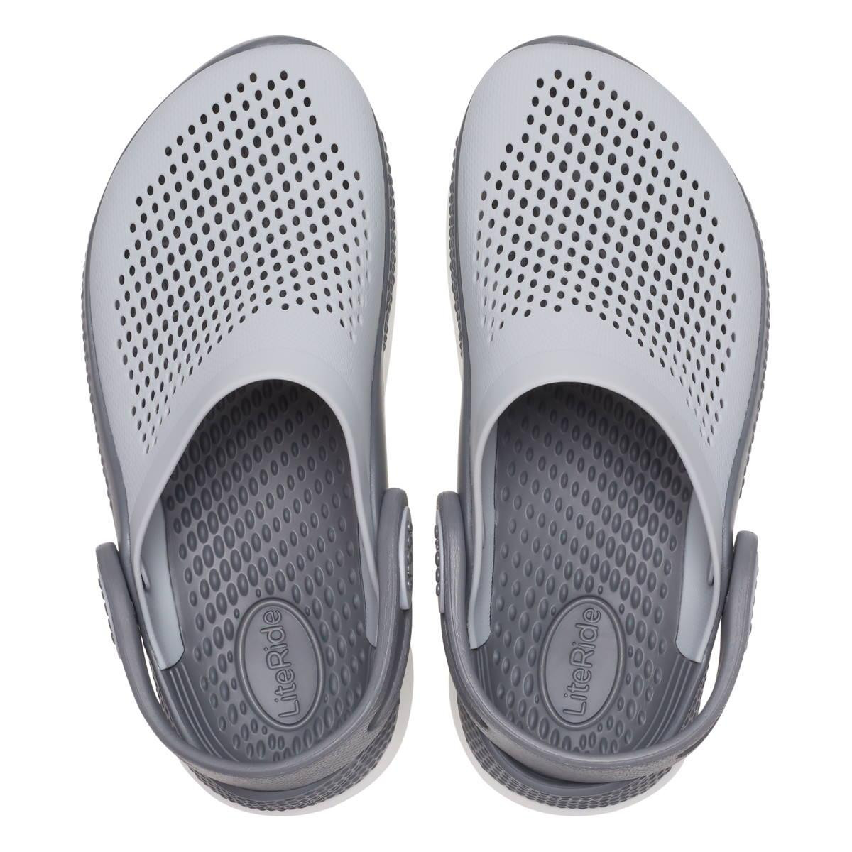 Saboți Crocs LiteRide 360 Clog Kids Gri - Light Grey/Slate Grey - poza 5