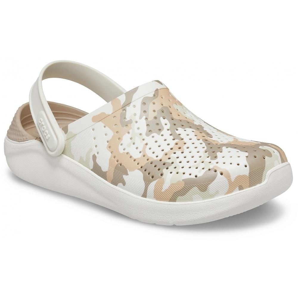 Saboți Crocs LiteRide Printed Camo Clog Alb - Almost White - poza 3