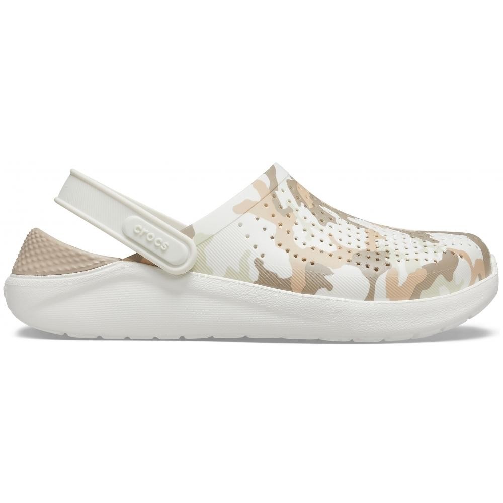 Saboți Crocs LiteRide Printed Camo Clog Alb - Almost White - poza 1