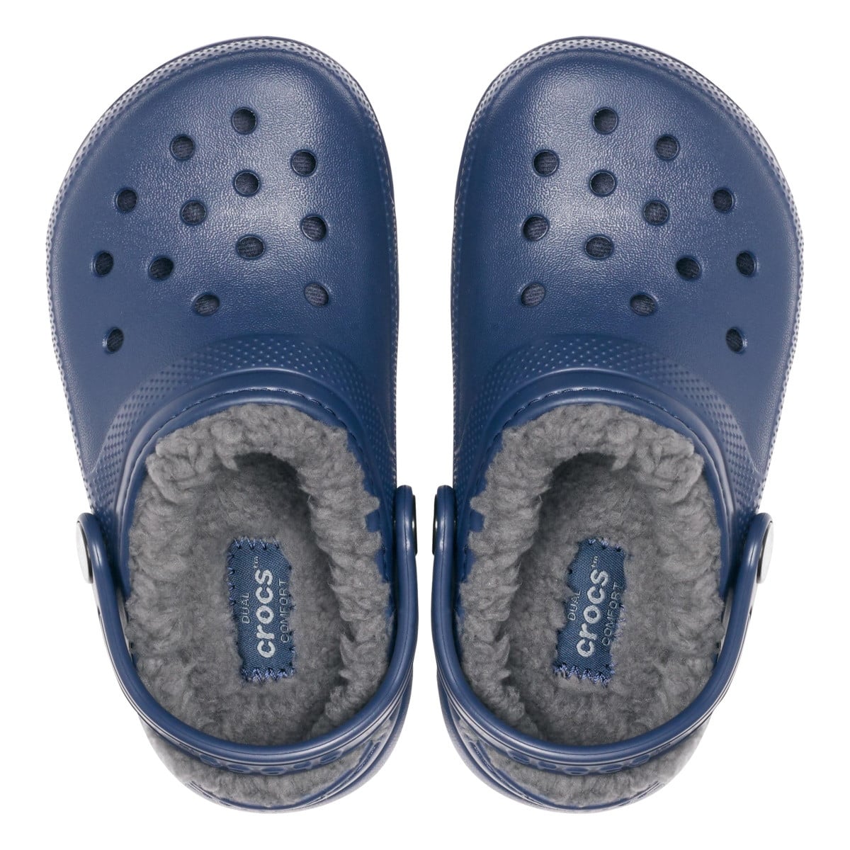 Saboti Crocs New Classic Lined Clog Kids Albastru - Navy/Charcoal - poza 5