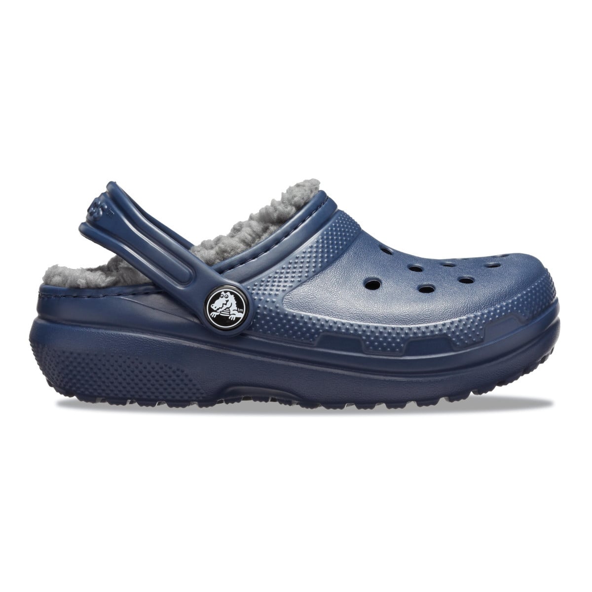 Saboti Crocs New Classic Lined Clog Kids Albastru - Navy/Charcoal - poza 1