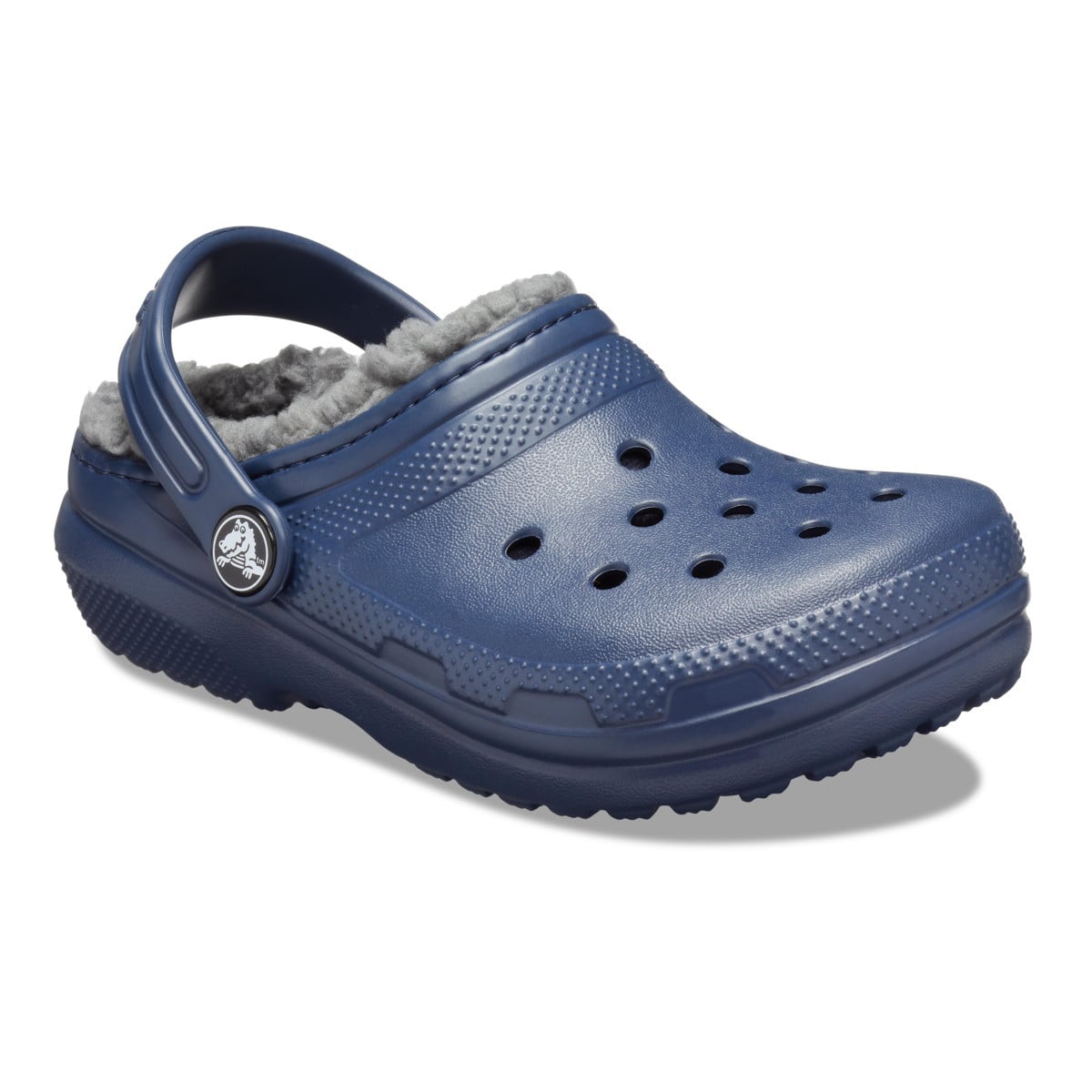 Saboti Crocs New Classic Lined Clog Kids Albastru - Navy/Charcoal - poza 2