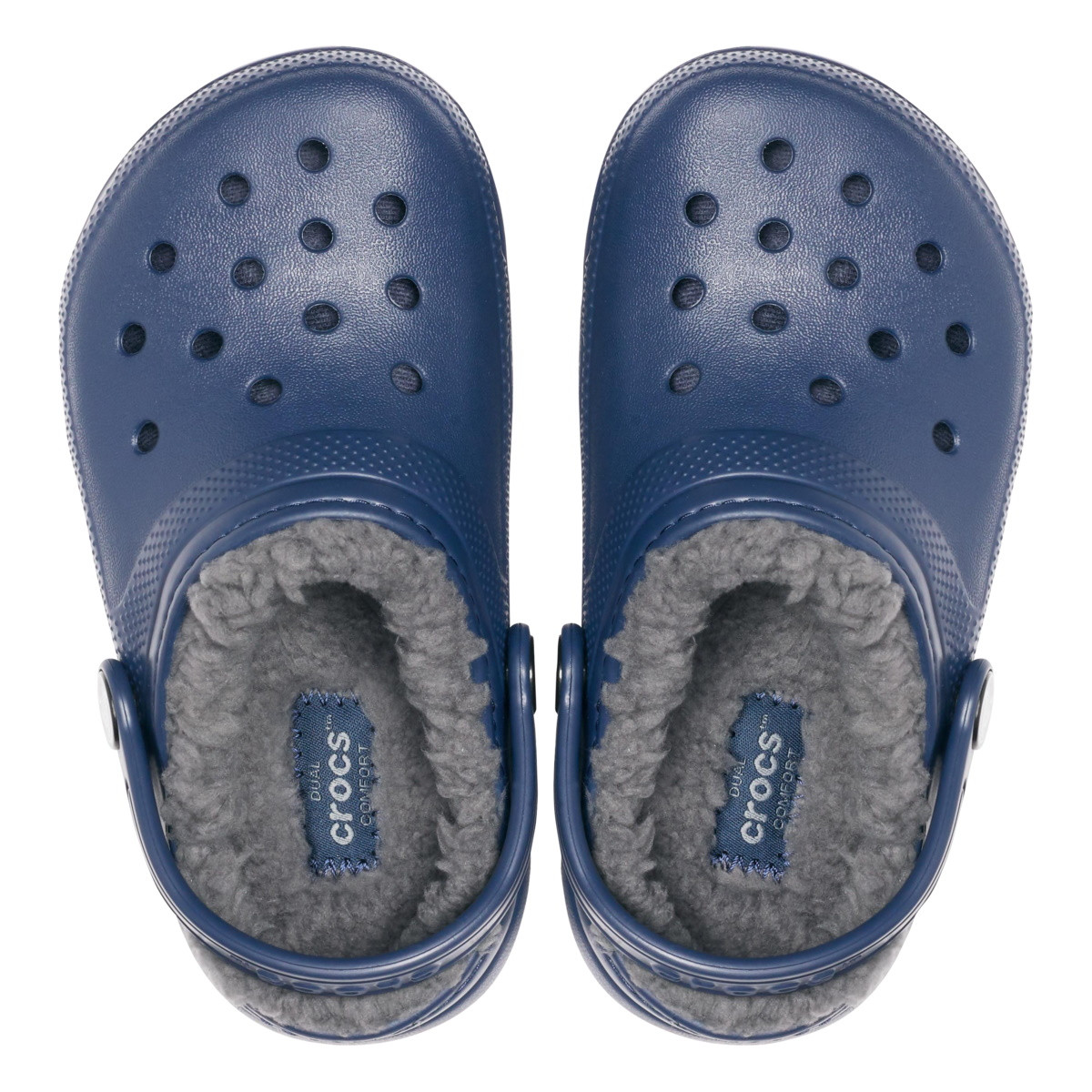Saboti Crocs New Classic Lined Clog Kids Albastru - Navy/Charcoal - poza 5