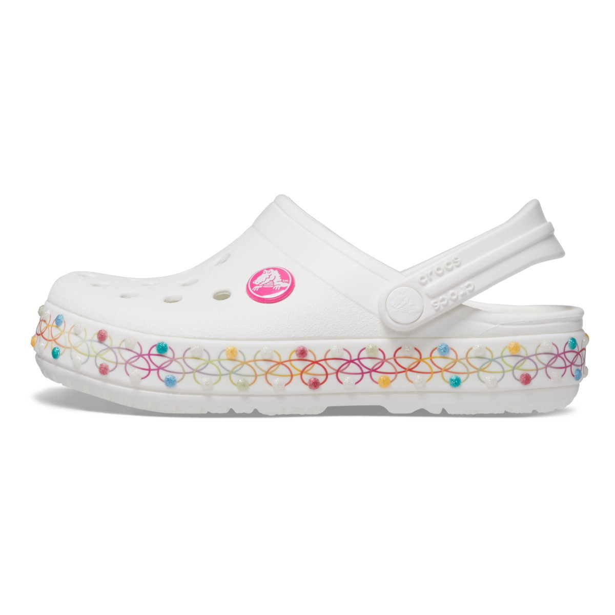 Saboți Crocs Toddler Crocband Stretch Necklace Clog Alb - White/Multi - poza 3
