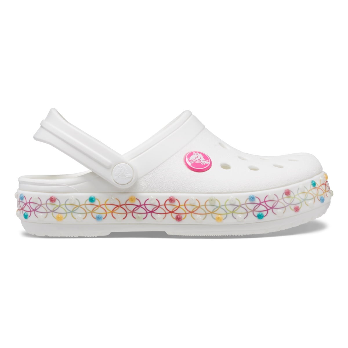 Saboți Crocs Toddler Crocband Stretch Necklace Clog Alb - White/Multi