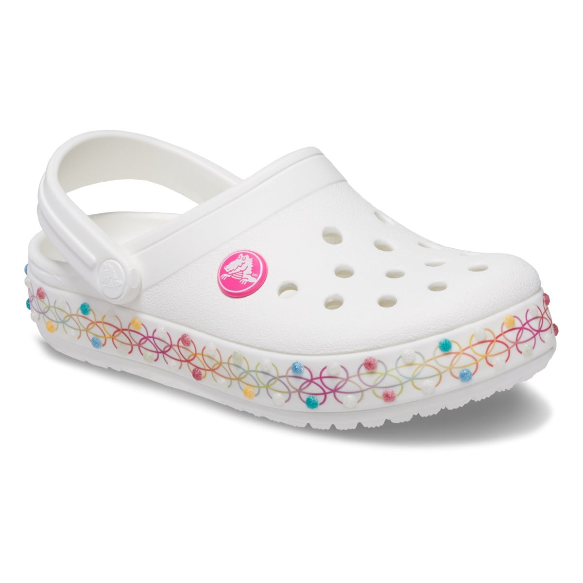 Saboți Crocs Toddler Crocband Stretch Necklace Clog Alb - White/Multi - poza 2