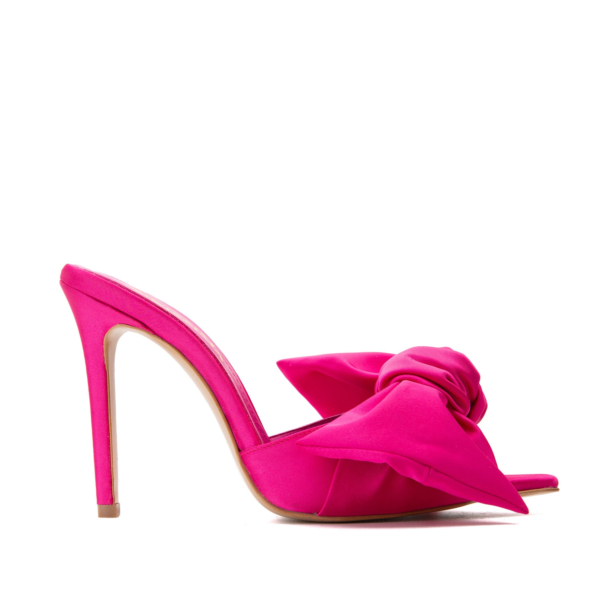 Saboti Vesa Satin, Varf Ascutit, Fucsia - 39 / 8 cm