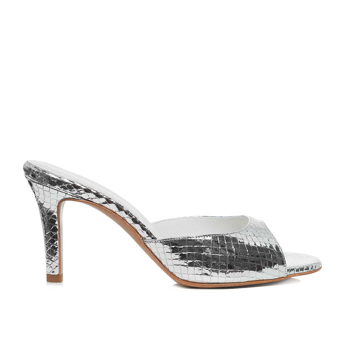 Saboti Vicky Piele Embosata, Argintii - 36 / 8 cm