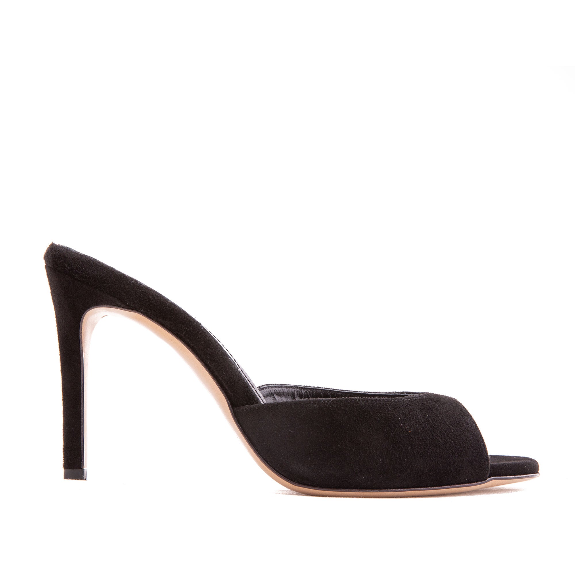 Saboti Vicky Piele Intoarsa, Varf Rotund, Negri - 37 / 9.5 cm