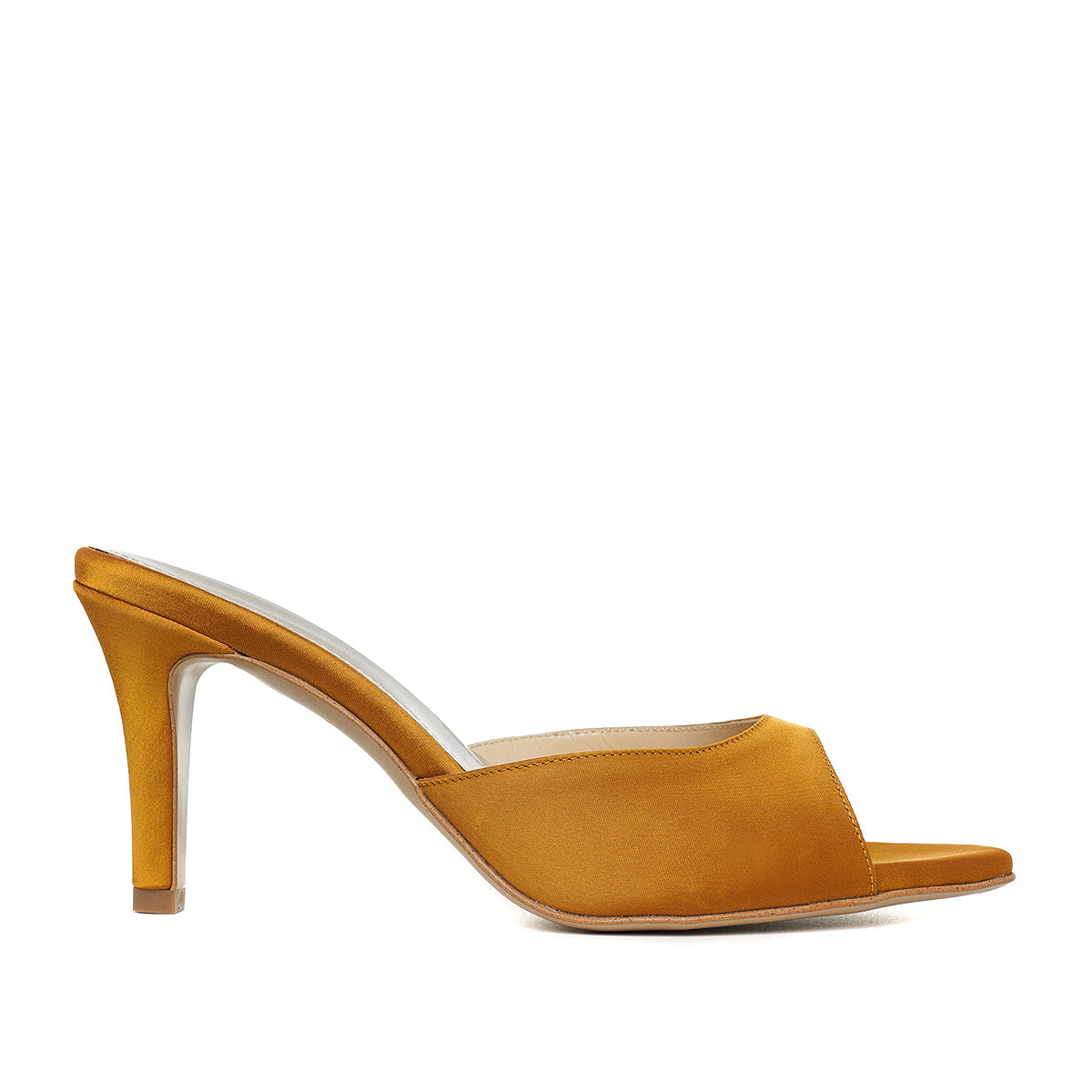 Saboti Vicky Satin, Varf Rotund, Galben-Mustar - 39 / 8 cm