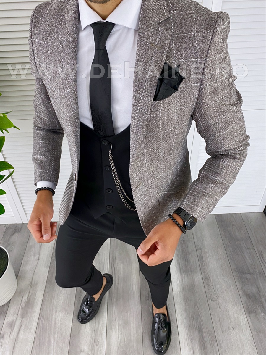 Sacou barbati in carouri slim fit 1263 P18-3.2