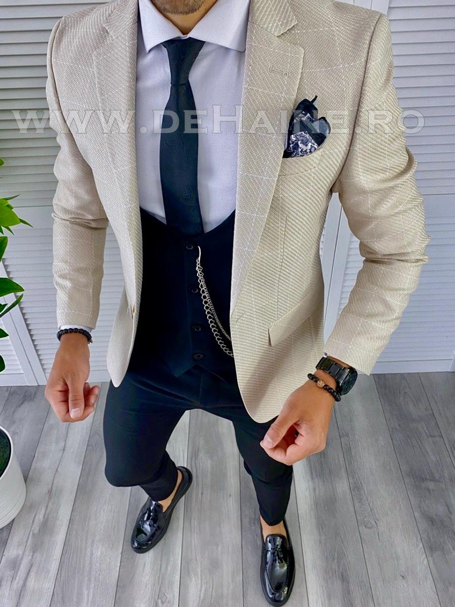 Sacou barbati in carouri slim fit B5006 P19-3.1