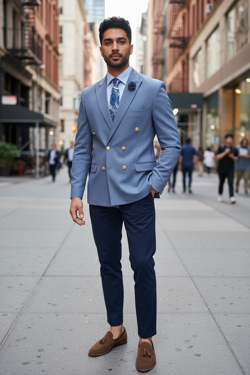 Sacou barbati slim fit 2 randuri de nasturi gri 11848 64-4