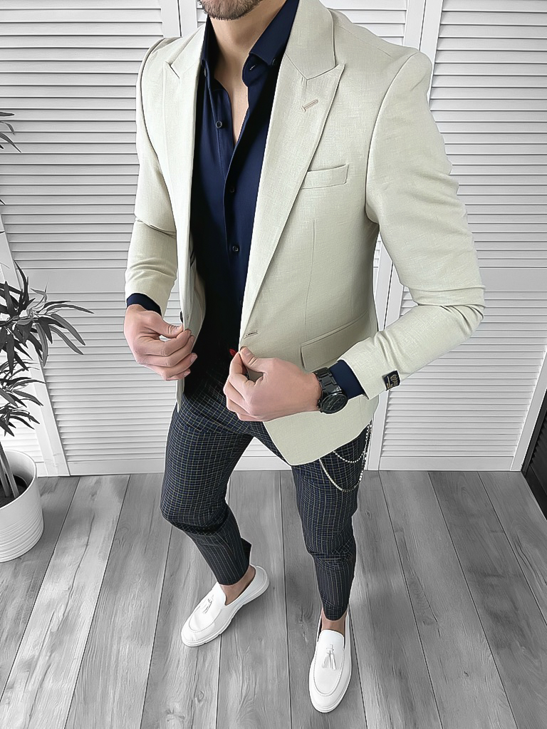 Sacou barbati slim fit bej 10126 87-3.2