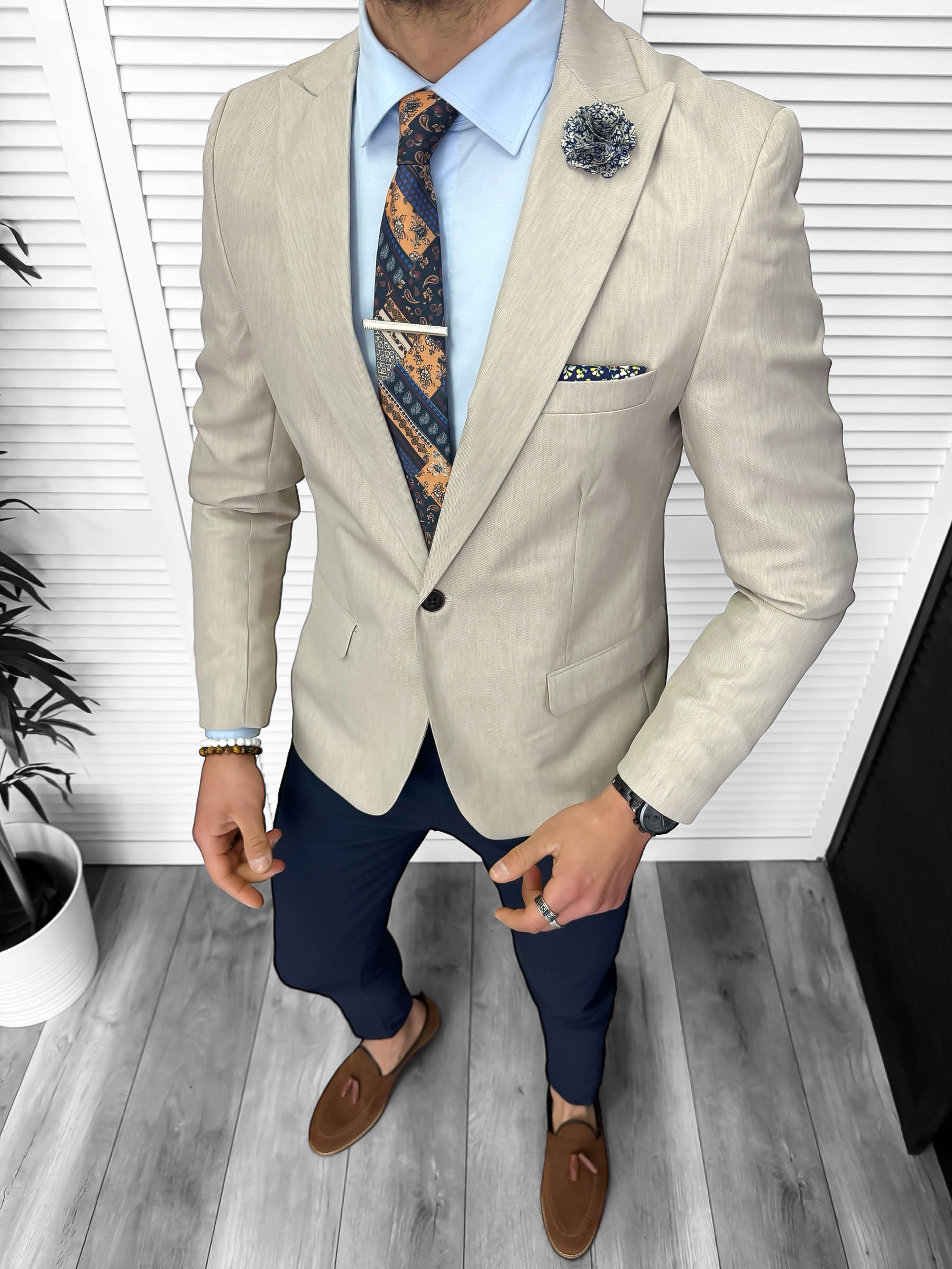Sacou barbati slim fit bej 11851 D3-1.1