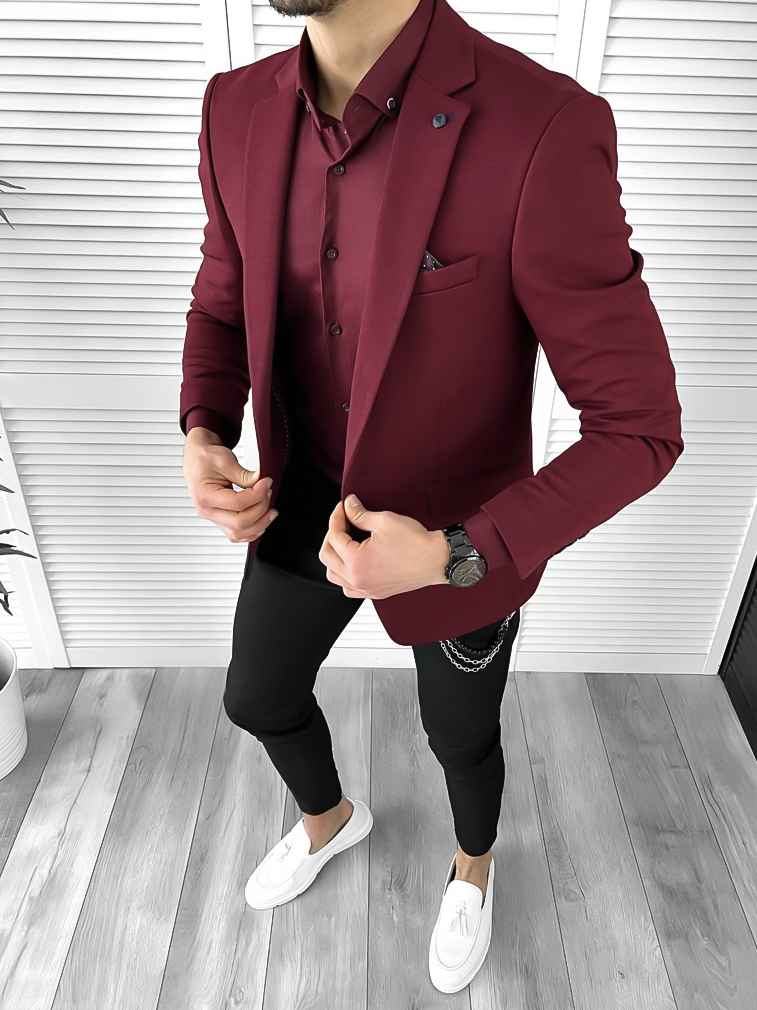 Sacou barbati slim fit grena 10323 50-4