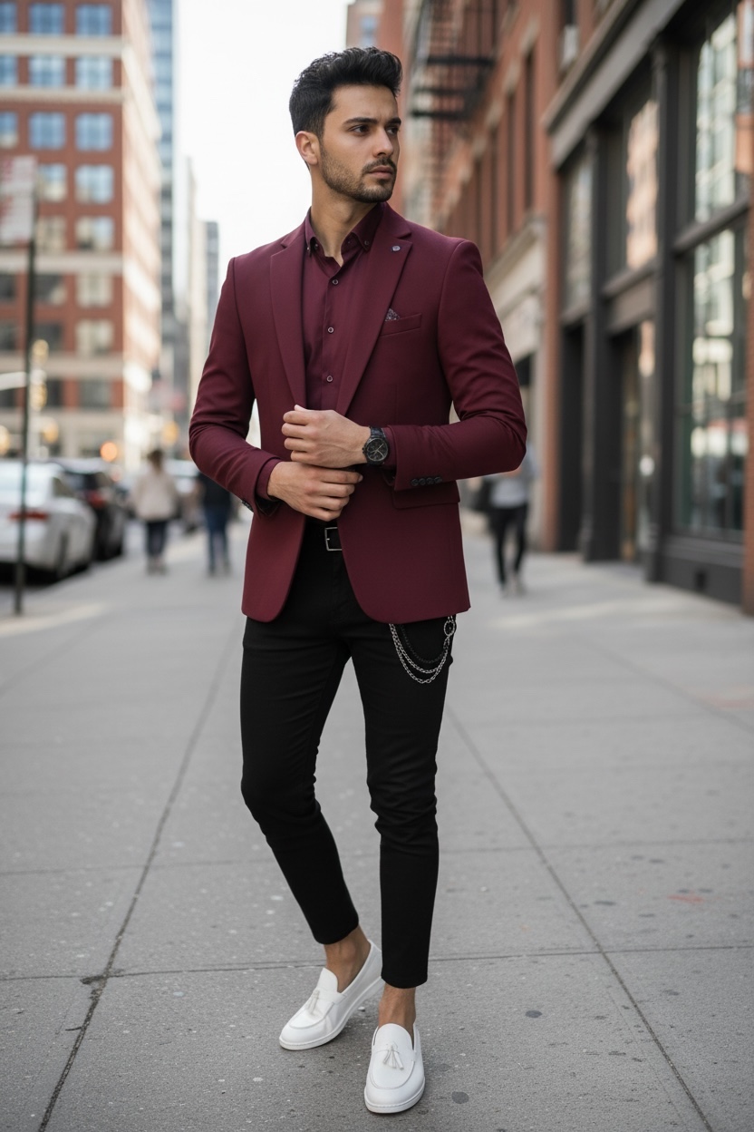 Sacou barbati slim fit grena B8339 89-5