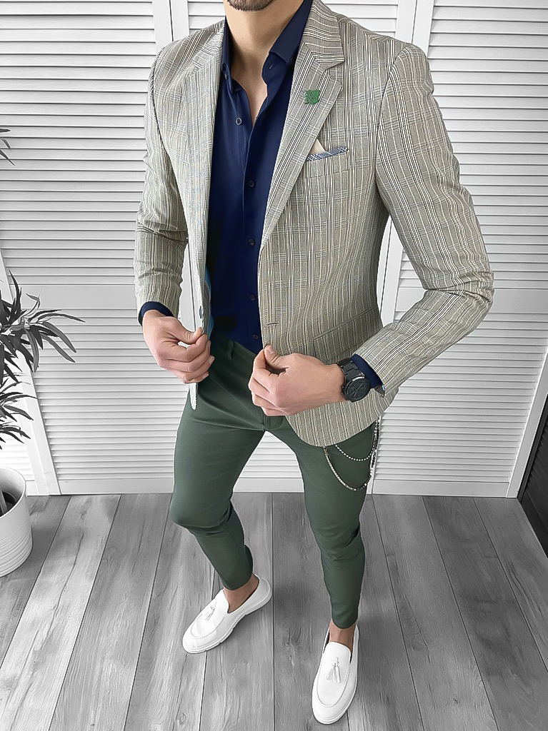 Sacou barbati slim fit in carouri 10123 P18-1.3