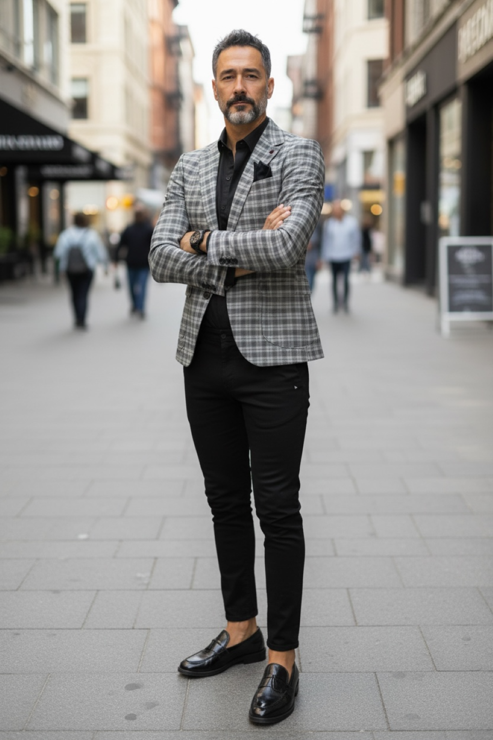 Sacou barbati slim fit in carouri B8315 N7-5.3